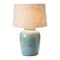 Hello Honey® 25" Aqua Reactive Glass Coastal Stoneware Table Lamp with Linen Shade